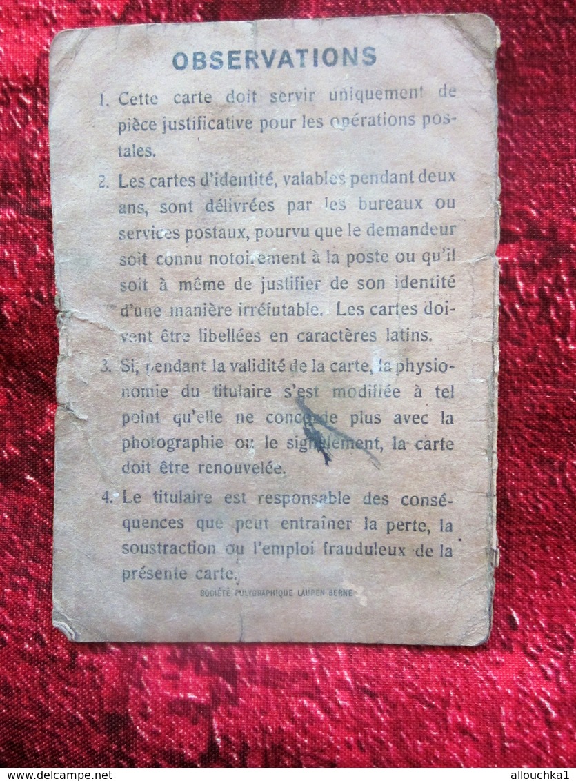 1922 UNION POSTALE UNIVERSELLE ADMINISTRATION DES POSTES DE FRANCE CARTE IDENTITÉ-LMT- Née 1847 -CAD+Timbre Merson - Documents Historiques