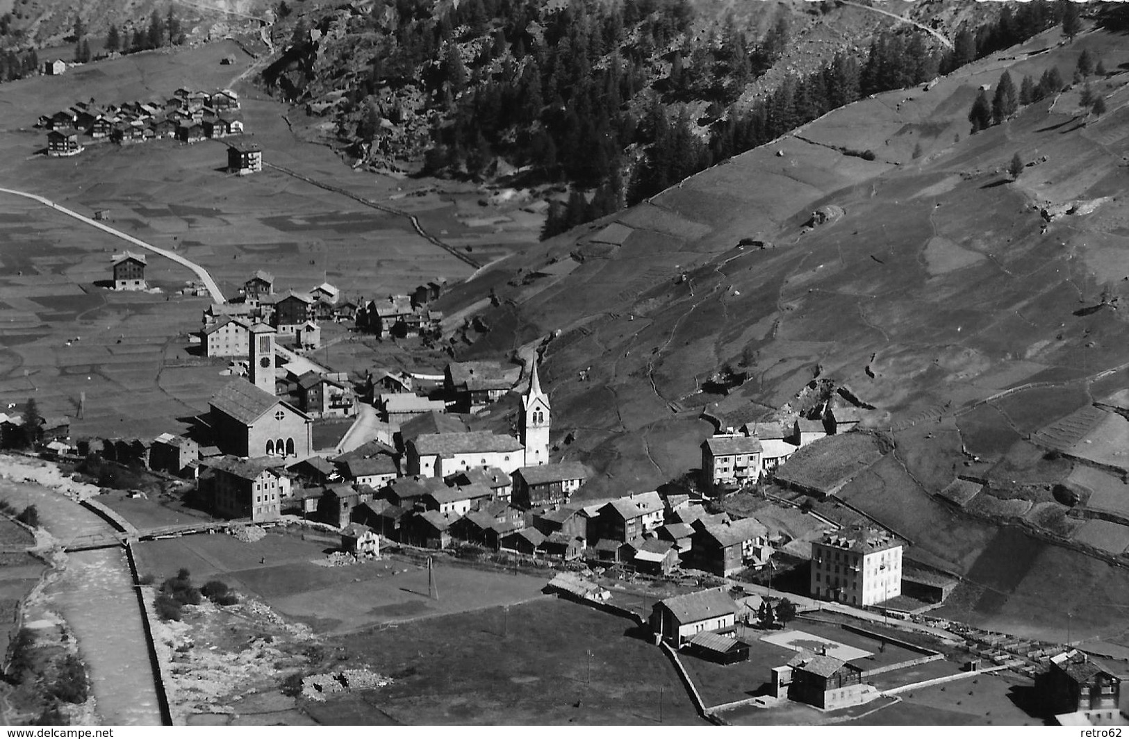 SAAS-GRUND → Generalansicht Aus Der Luft, Fotokarte Ca. 1950 - Saas-Grund