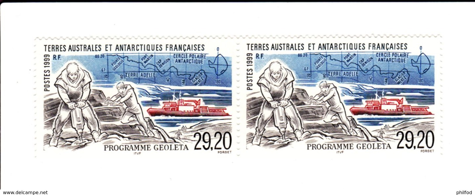 Terres Australes Et Antarctiques Françaises (TAAF) - 245 - PROGRAMME "GEOLETA" - Bloc De 2 Timbres - Ungebraucht