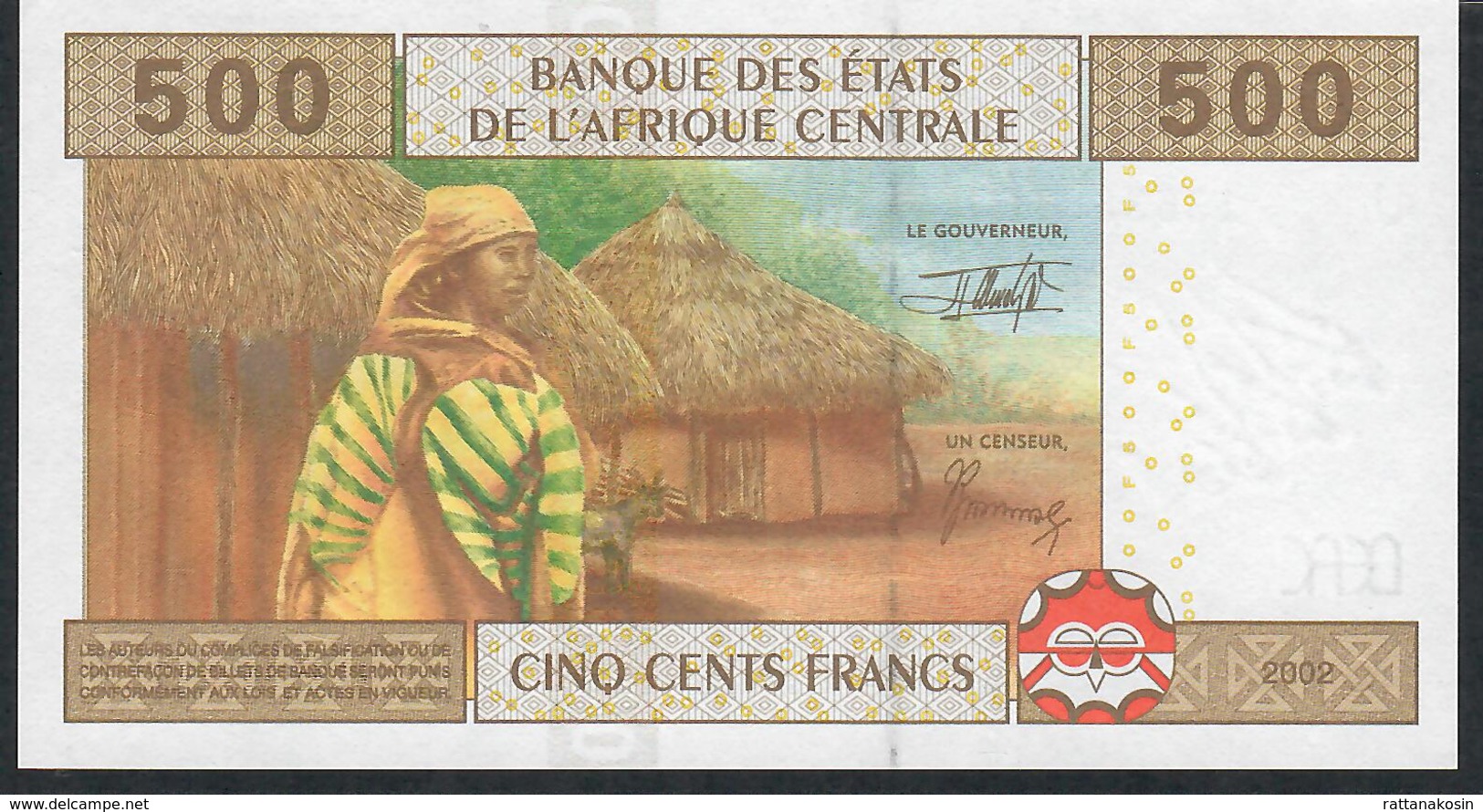C.A.S. LETTER U CAMEROUN   P206Uc 500 FRANCS 2002 BECOMING RARE SIGNATURE 7  UNC. - Estados Centroafricanos