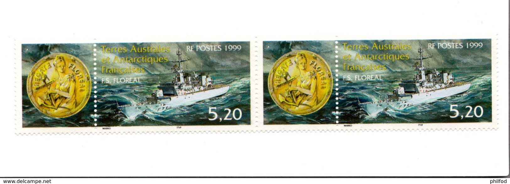 Terres Australes Et Antarctiques Françaises - N° 241 -  Bateaux Frégate Floréal - Neuf - Bloc De 2 Timbres - Neufs