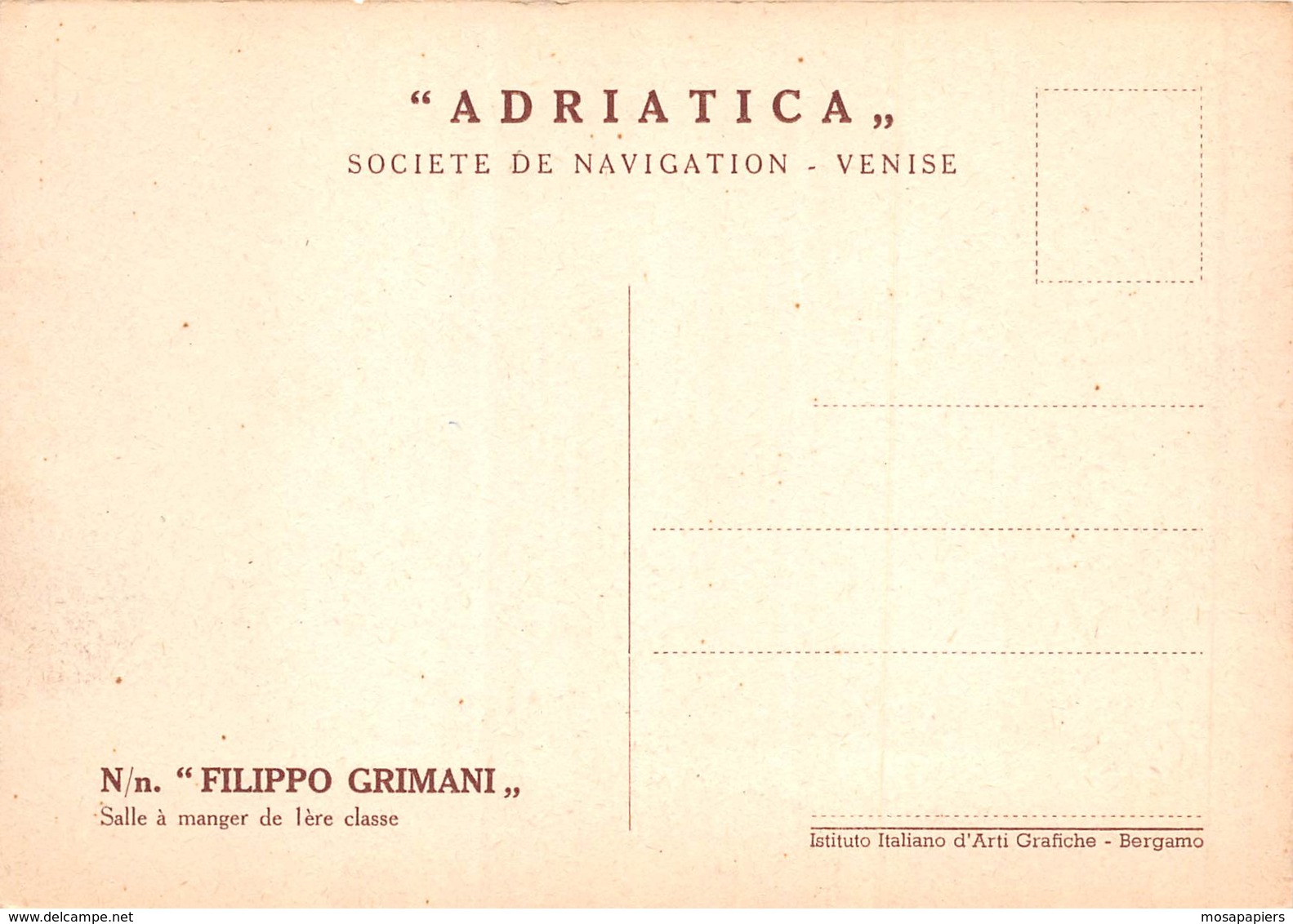 S.N. Adriatica - N/n "Filippo Grimani" - Salle à Manger De 1er Classe - Paquebots