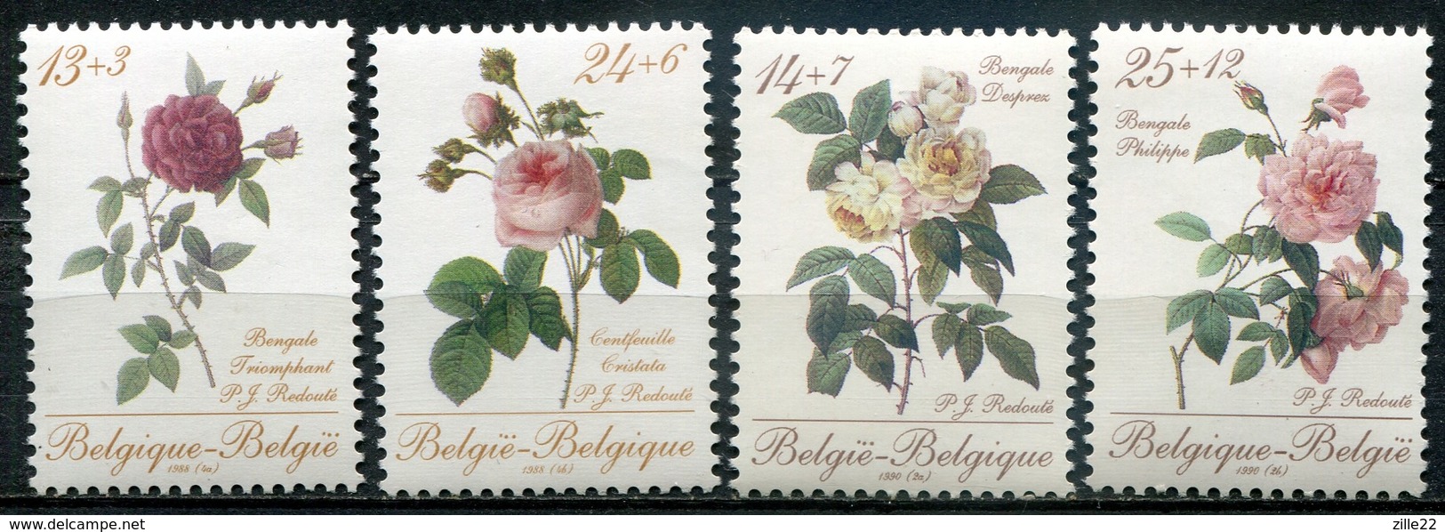 Belgien Mi# 2332-3 + 2370-1 Postfrisch MNH - Fauna Roses - Unused Stamps