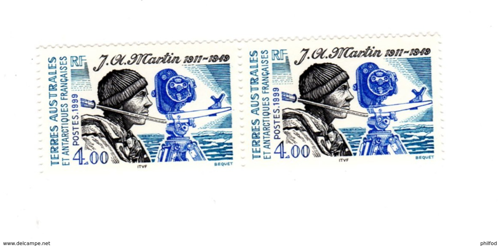 Terres Australes Et Antarctiques Françaises - N° 239 - Jacques-André MARTIN - Neuf - Bloc De 2 Timbres - Unused Stamps