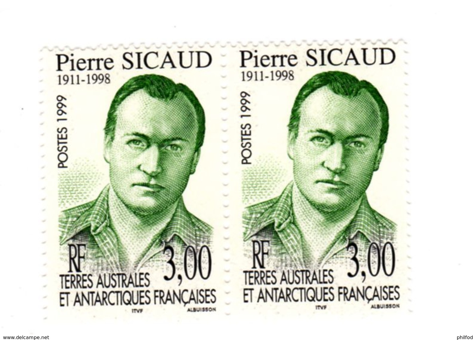 Terres Australes Et Antarctiques Françaises - N° 238 - Pierre SICAUD - Neuf - Bloc De 2 Timbres - Ongebruikt