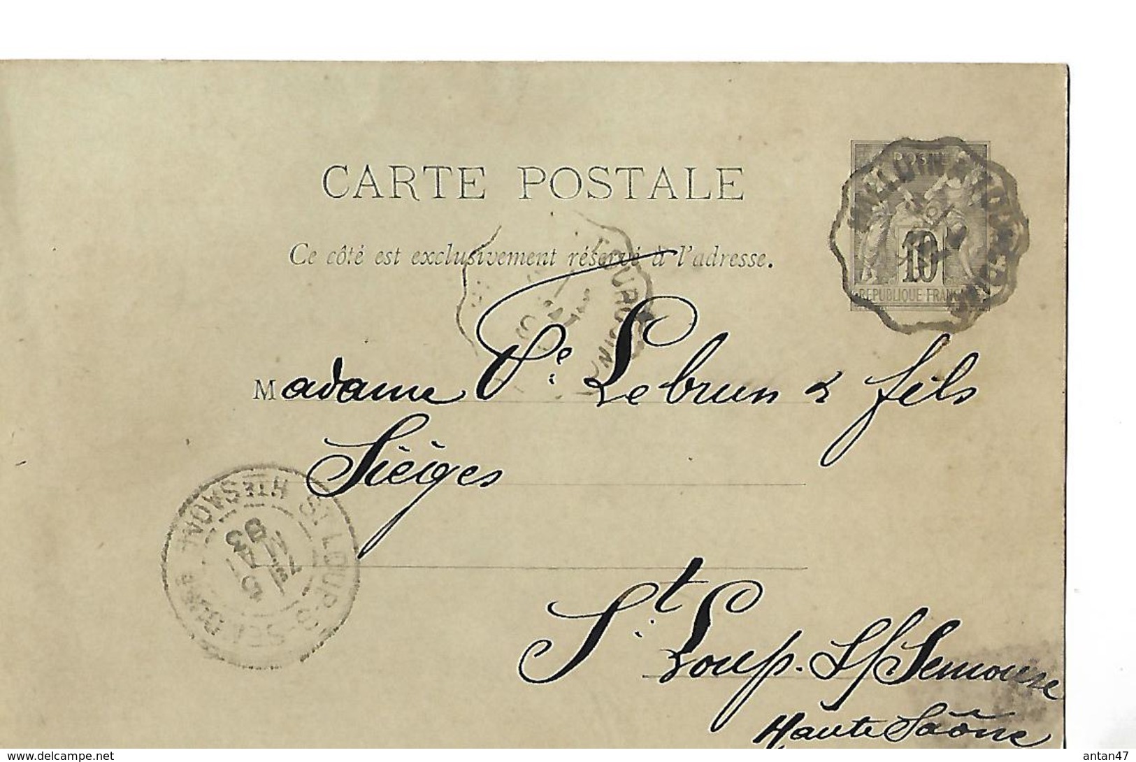2 Cartes Commerciales 1883-95 / 59 HALLUIN / Vanderdeyben / Commande Pour Sièges à Lebrun SAINT LOUP 70 - 1800 – 1899