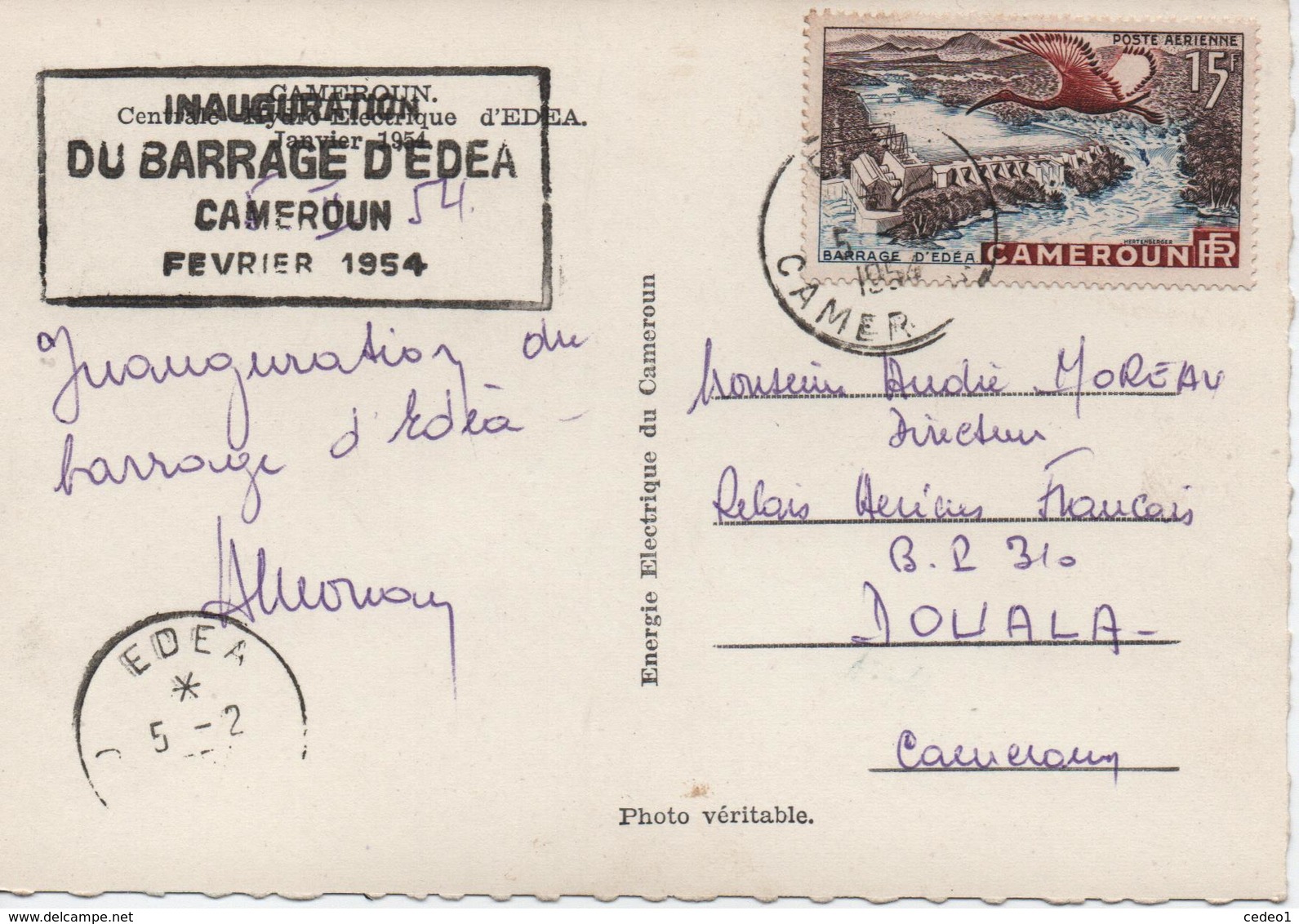 CAMEROUN  INAUGURATION DU BARRAGE D'EDEA  FEVRIER 1954   VOIR LES SCAN - Cameroun