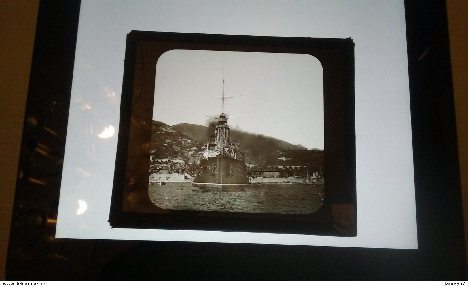 Croiseur Cuirassé Bateau Navire De Guerre  Iéna  A VILLEFRANCE-PLAQUE DE VERRE - Diapositiva Su Vetro