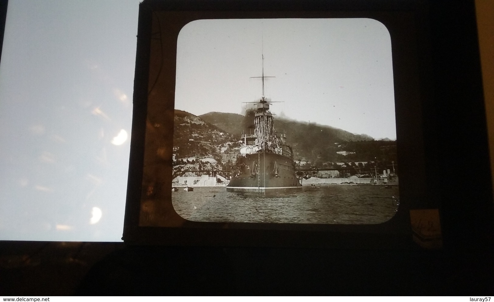 Croiseur Cuirassé Bateau Navire De Guerre  Iéna  A VILLEFRANCE-PLAQUE DE VERRE - Plaques De Verre