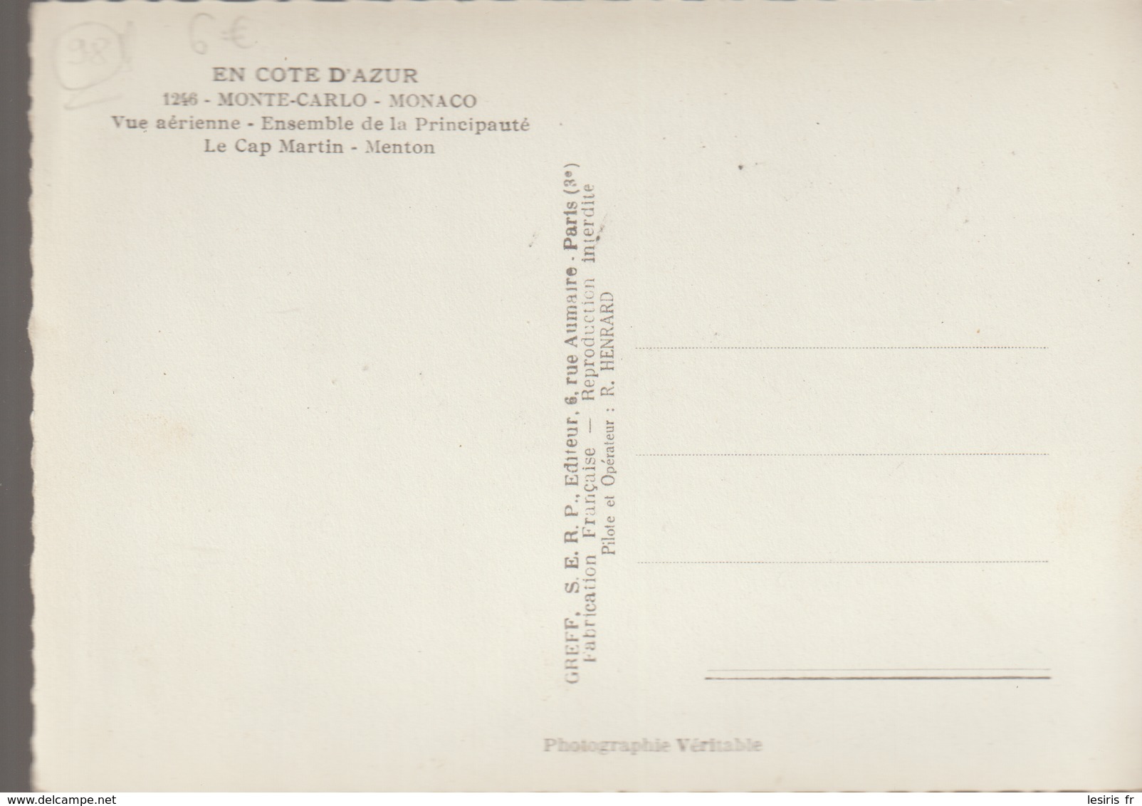 C. P. - PHOTO - MONTE CARLO - MONACO - VUE AERIENNE - ENSEMBLE DE LA PRINCIPAUTE - LE CAP MARTIN - MENTON - 1246 - S. E. - Otros & Sin Clasificación
