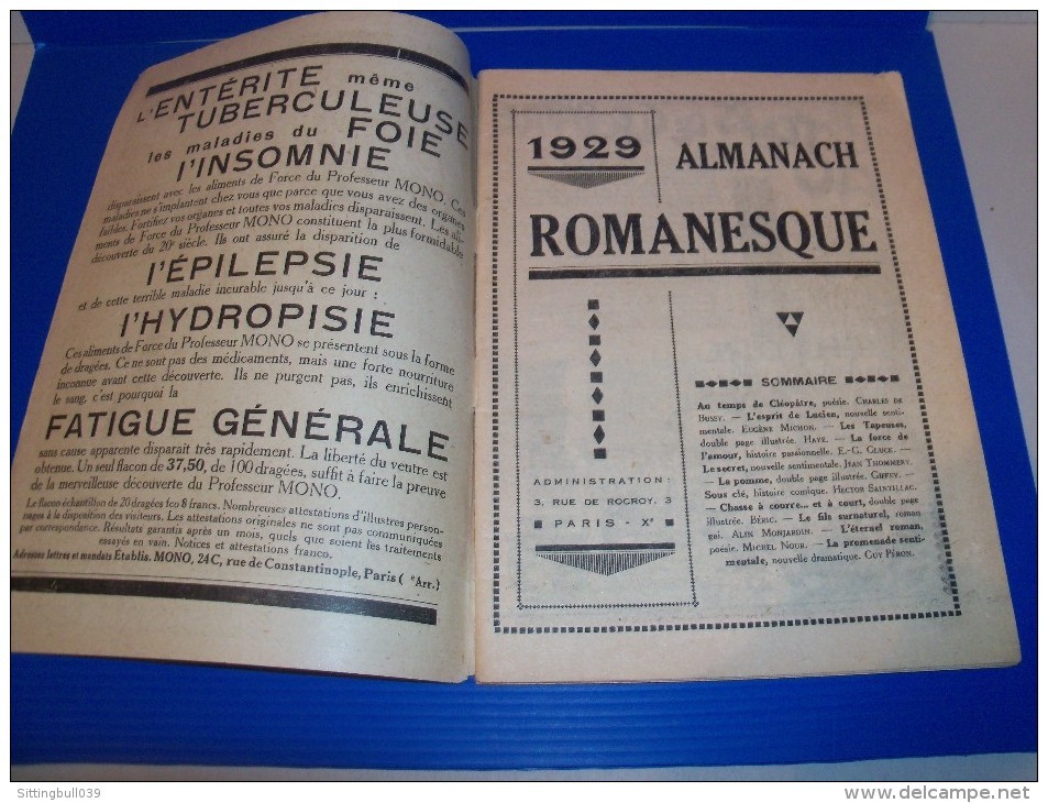 Almanach Romanesque. 1929. Avec Une Double Page Illustrée Par René GIFFEY. 1ère De Couverture Couleurs. - Agendas