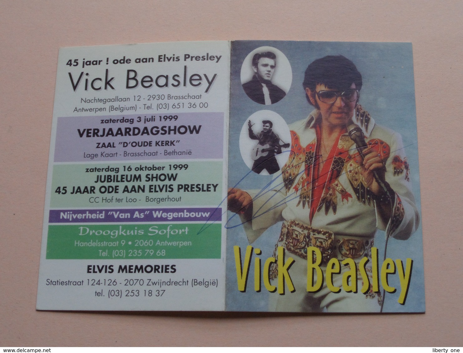 1999 > VICK BEASLEY > 45 Jaar ! Ode Aan Elvis Presley ( Elvis Memories / Zwijndrecht ) Zakkalender > Gehandtekend ! - Petit Format : 1991-00