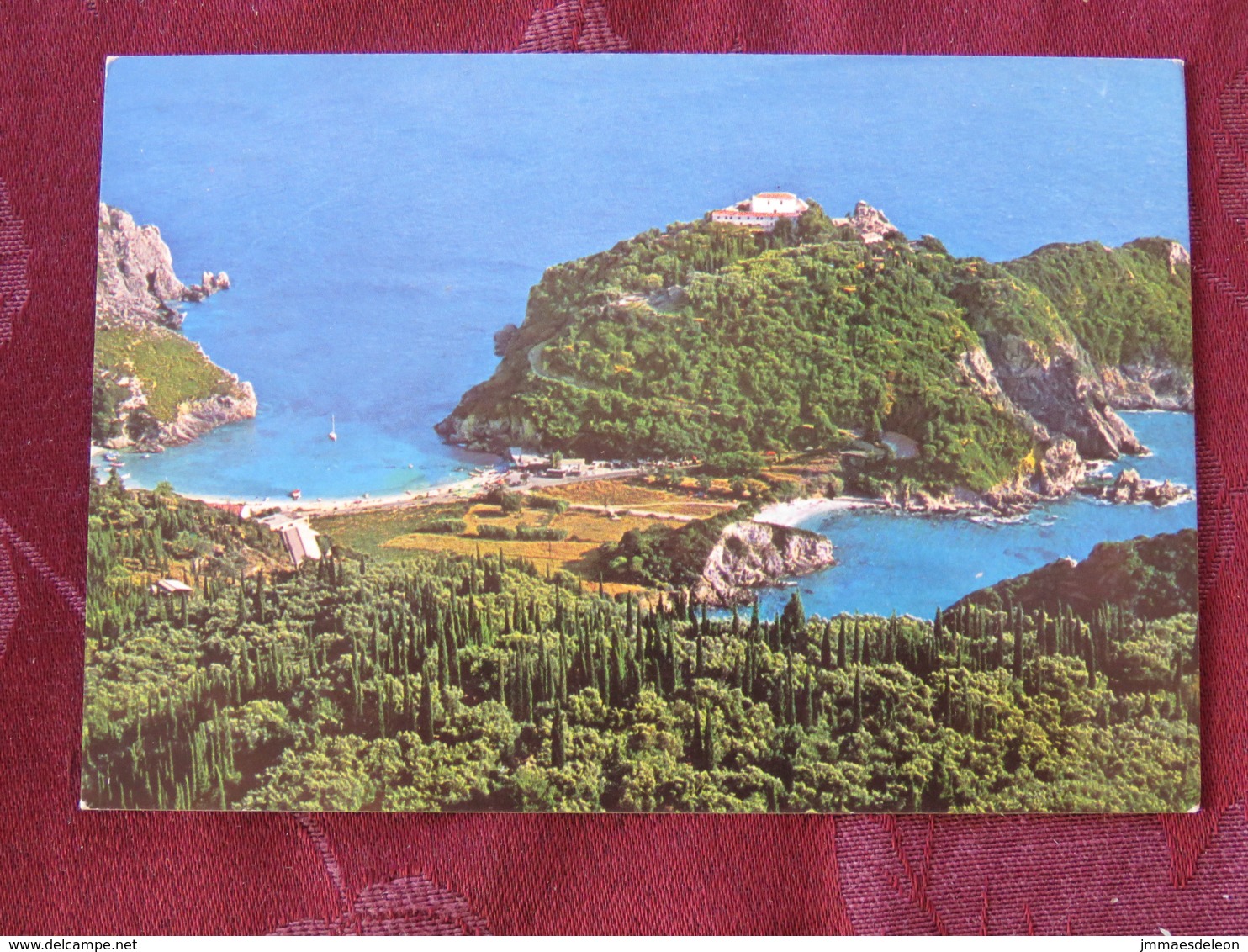 Greece 1982 Postcard "Corfu Palaiokastritsa" To England - Byzantine Book Illustration - Greece