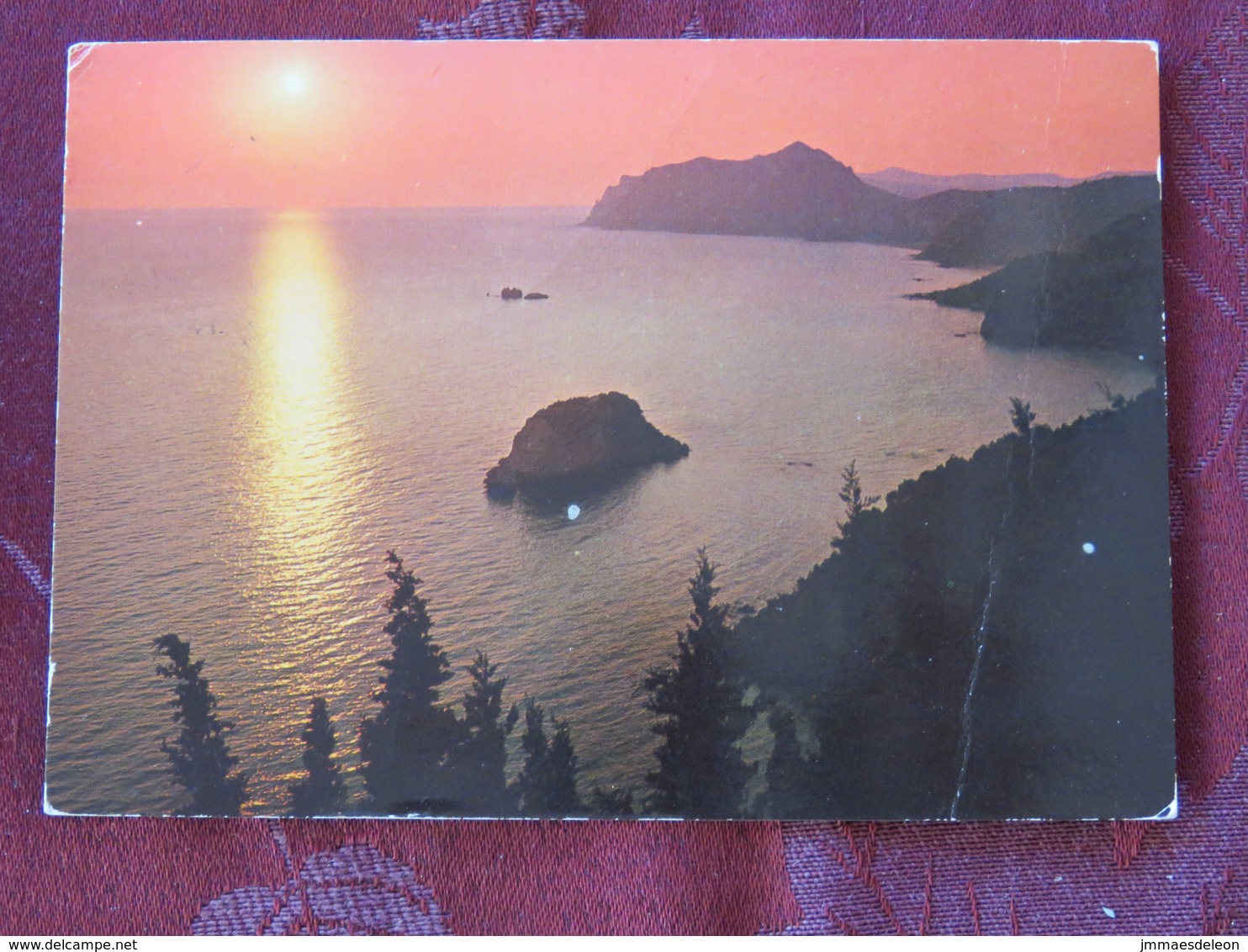 Greece 1982 Postcard "Corfu Sunset" To England - Byzantine Book Illustration - Greece