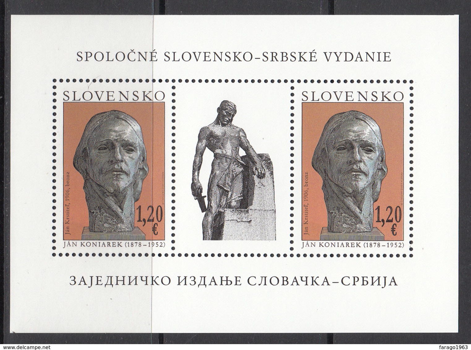 2012 Slovakia Art Sculpture Koniarek Souvenir Sheet MNH  @ BELOW FACE VALUE - Unused Stamps