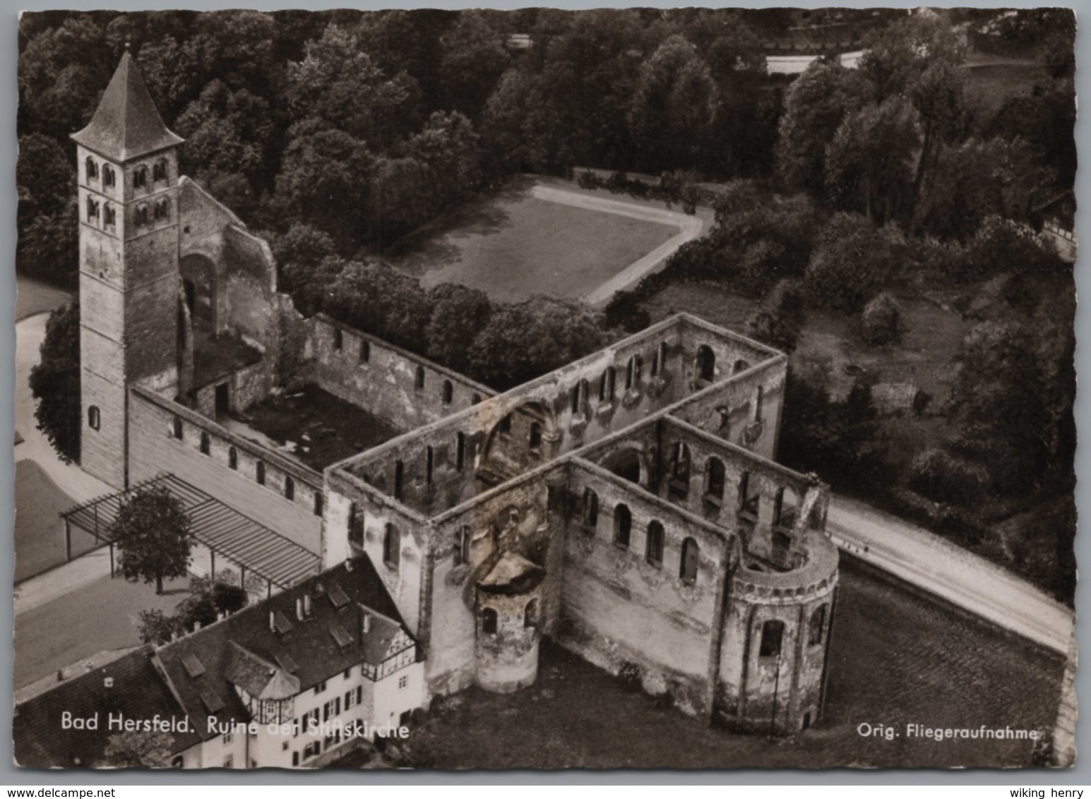 Bad Hersfeld - S/w Ruine Der Stiftskirche Fliegeraufnahme - Bad Hersfeld