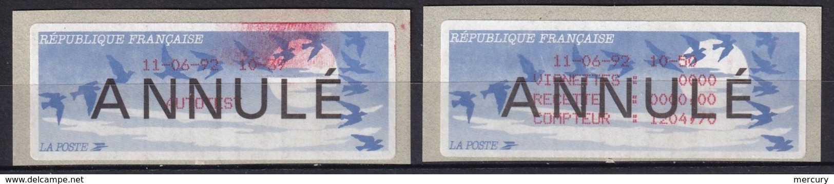FRANCE - 2 Vignettes ANNULE - 1990 Type « Oiseaux De Jubert »