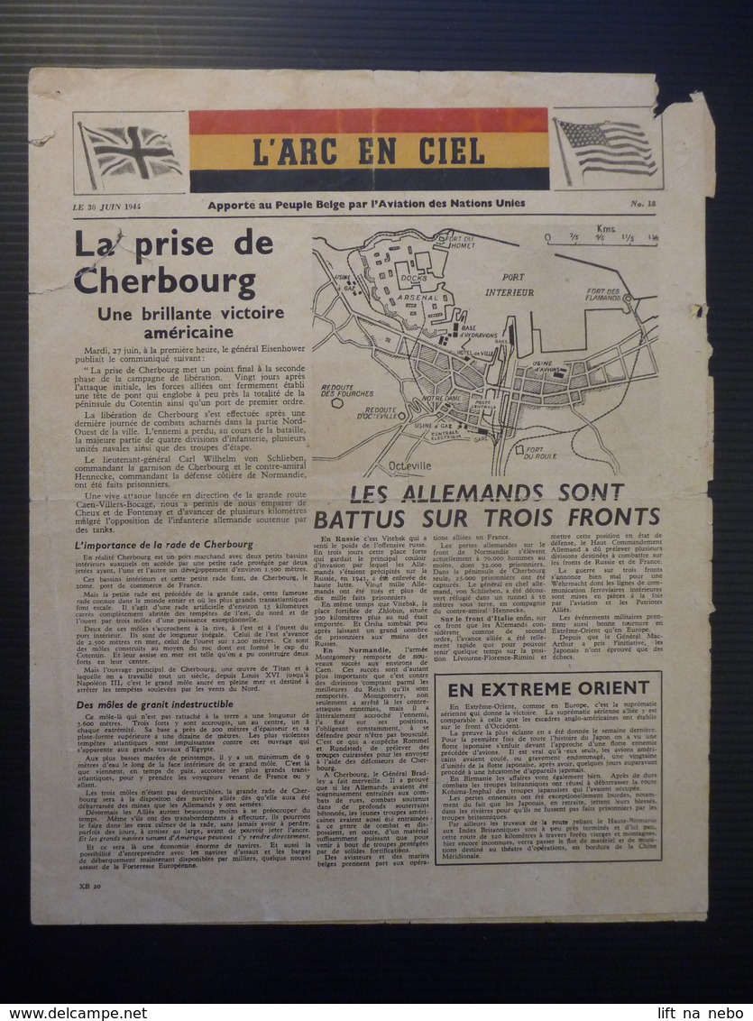 WWII WW2 Propaganda Leaflet Flugblatt Tract  CODE XB.20 L'ARC EN CIEL No.18, LE 30 JUIN 1944  FREE SHIPPING WORLDWIDE - Zonder Classificatie