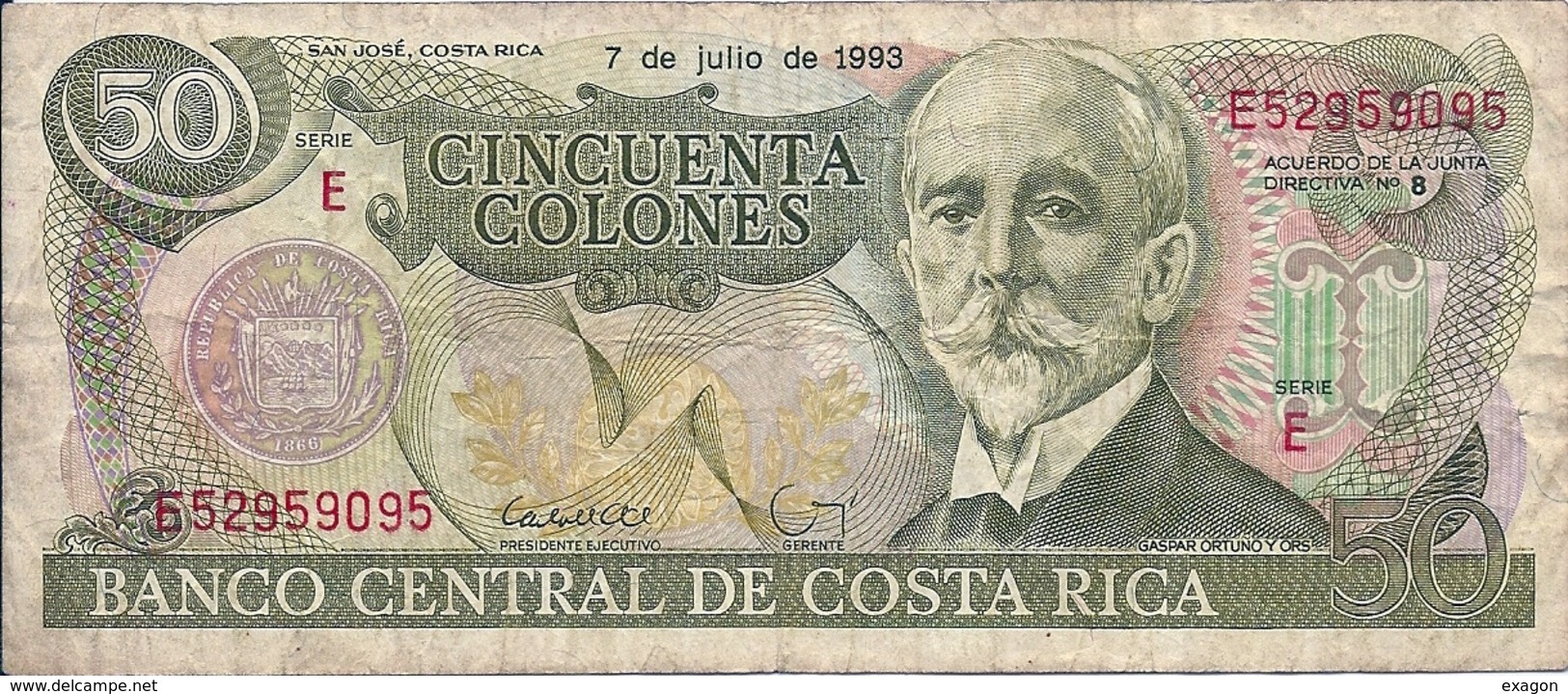 BANCONOTA  Da  50  COLONES  PESO -  Banco Central De Costa Rica  -  Anno 1993 - Costa Rica