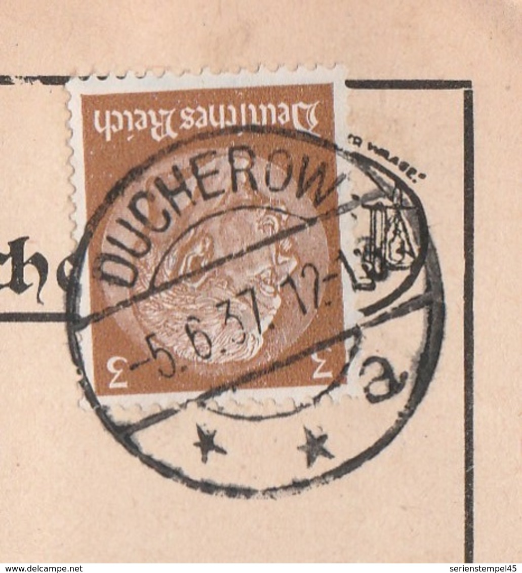 Deutsches Reich Karte Mit Tagesstempel Ducherow **a 1937 Lk Vorpommern - Greifswald - Briefe U. Dokumente