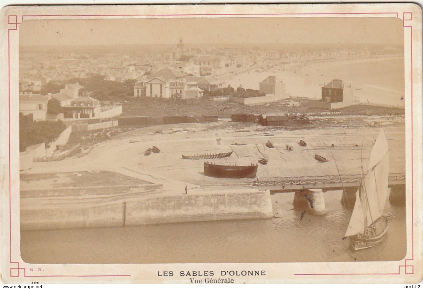 LE -(85) LES SABLES D' OLONNE - VUE GENERALE  - CARTE PHOTO - LIBRAIRIE  E. MAYEUX - 2 SCANS - Lieux