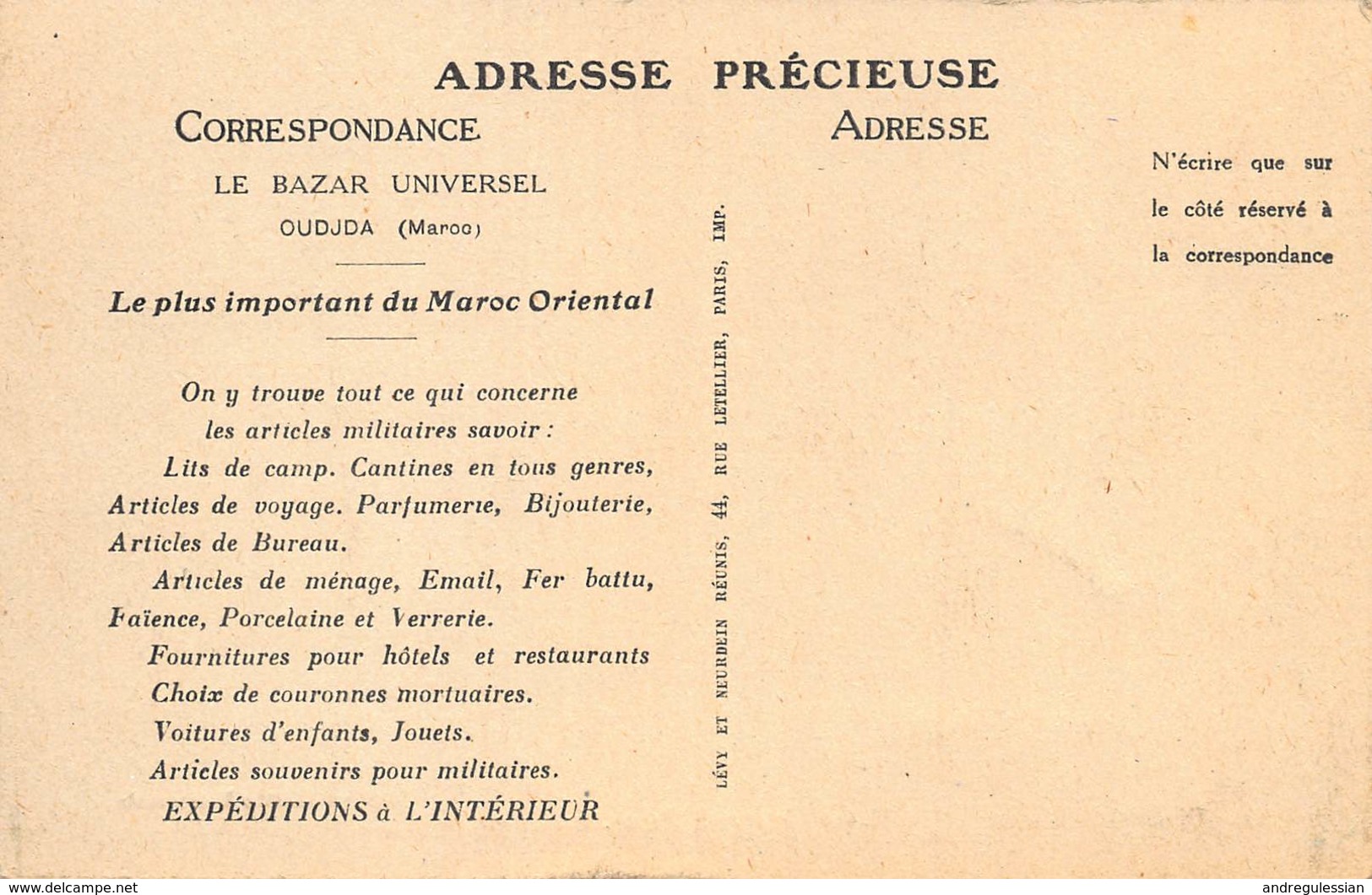 CPA OUDJDA ( Maroc ) - Le Bazar Universel, Pozzo, Architecte - Autres & Non Classés