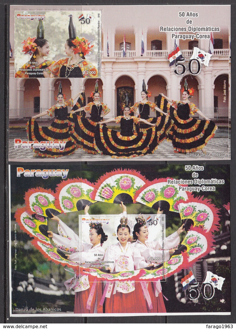 2012 Paraguay Culture Links With Korea Costumes Dancing Complete Set Of 3  Souvenir Sheets MNH - Paraguay