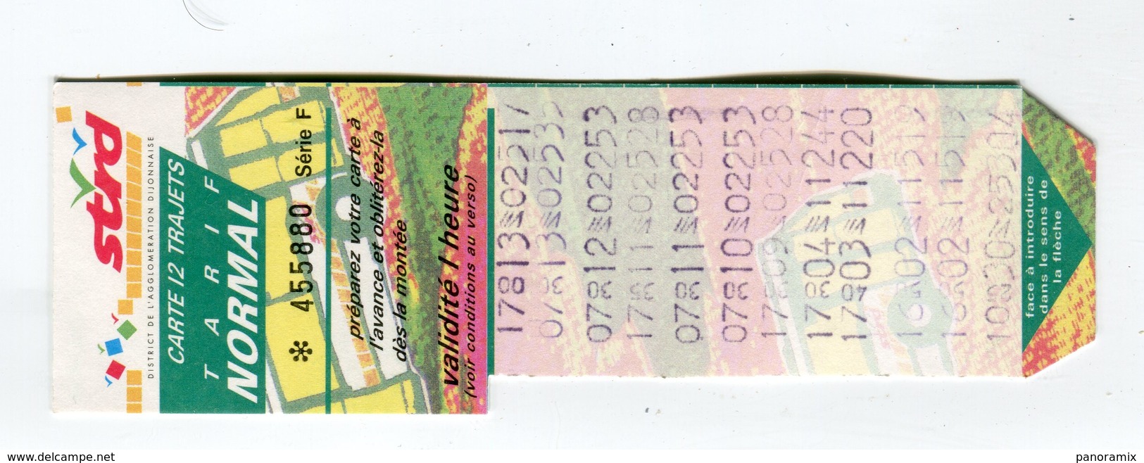 Ticket °_ 21-Dijon-Bus-12 Trajets-Normal- R/V 5880 - Europe