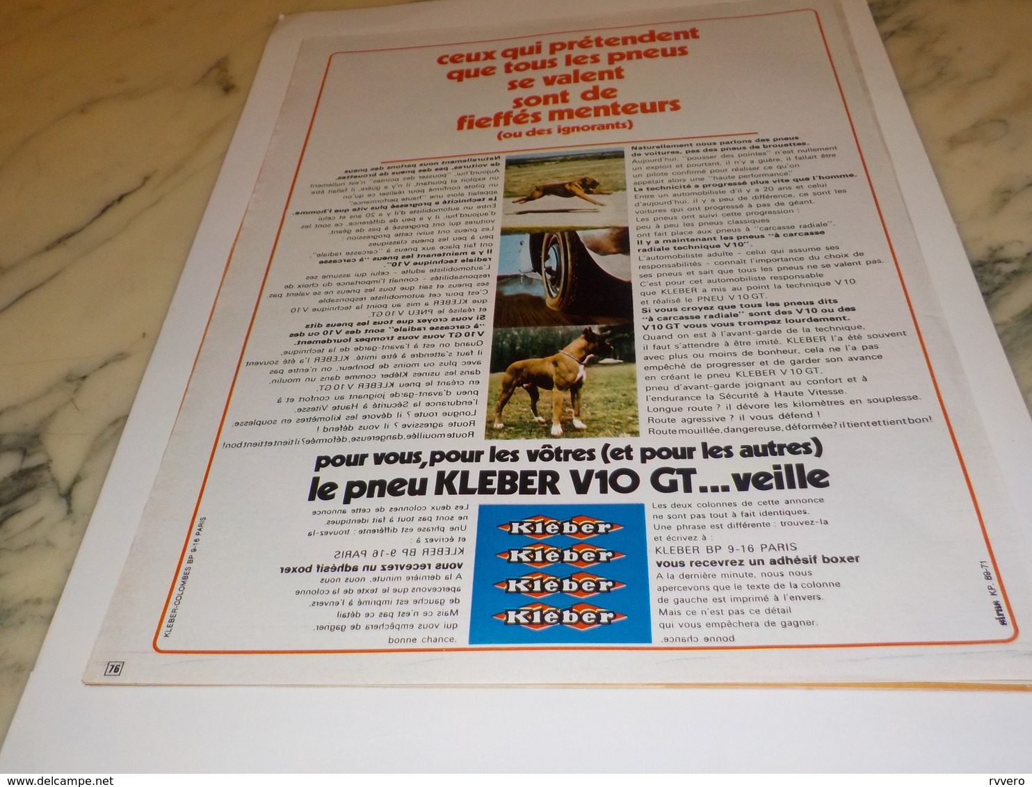 ANCIENNE PUBLICITE DE FIEFFES MENTEUR  KLEBER 1971 - Autres & Non Classés