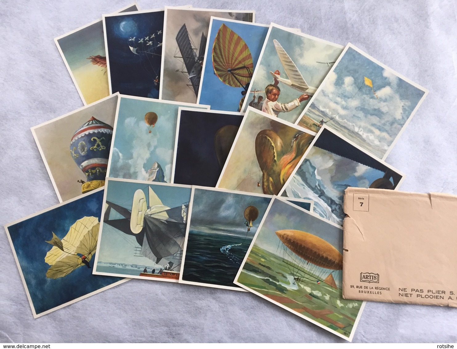 15 Chromos Artis Serie 7 Verovering Luchtruim / Conquète Du Ciel    Icarus Henson Degen Montgolfiere Zeppelin Picard - Artis Historia