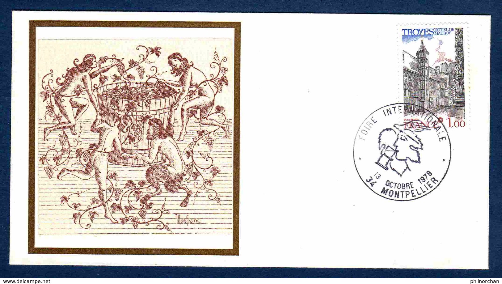 France Marcophilie 1978 Montpellier 13 Octobre 1978 "Foire Internationale De La Vigne Et Du Vin"  TB  1 € (2 Enveloppes) - Commemorative Postmarks