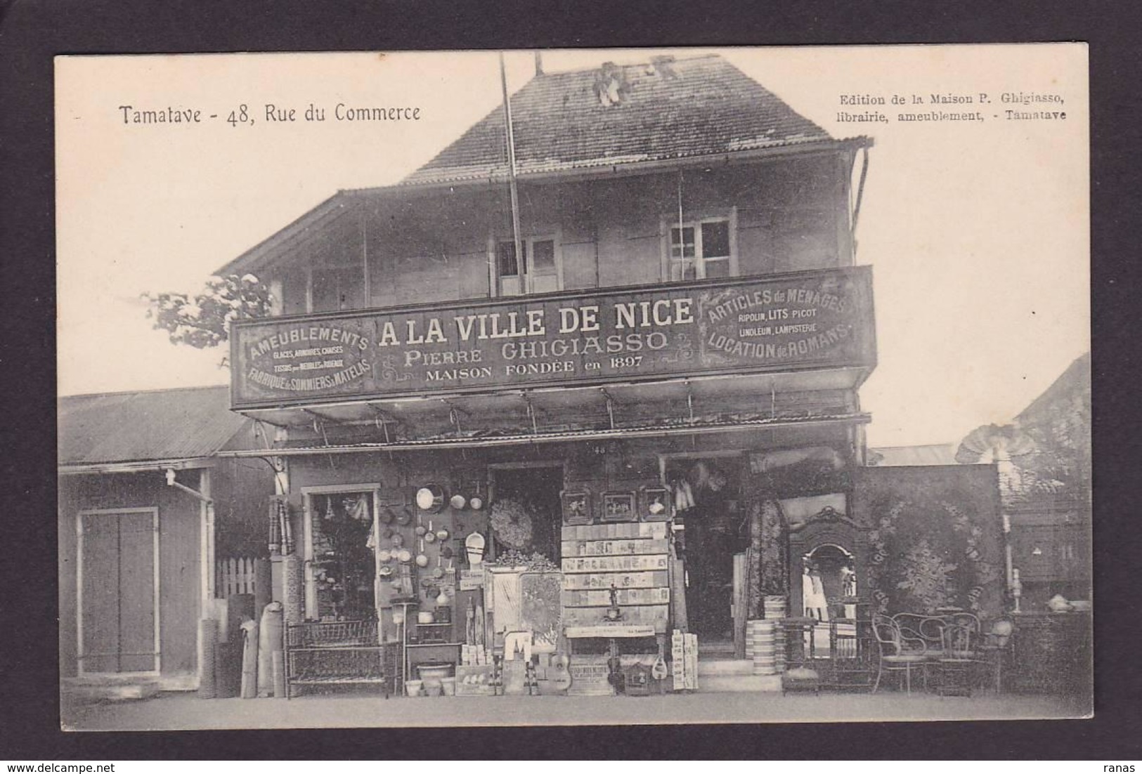 CPA Madagascar Afrique Tamatave écrite Commerce Shop Front A La Ville De Nice Bazar Cartes Postales - Madagascar