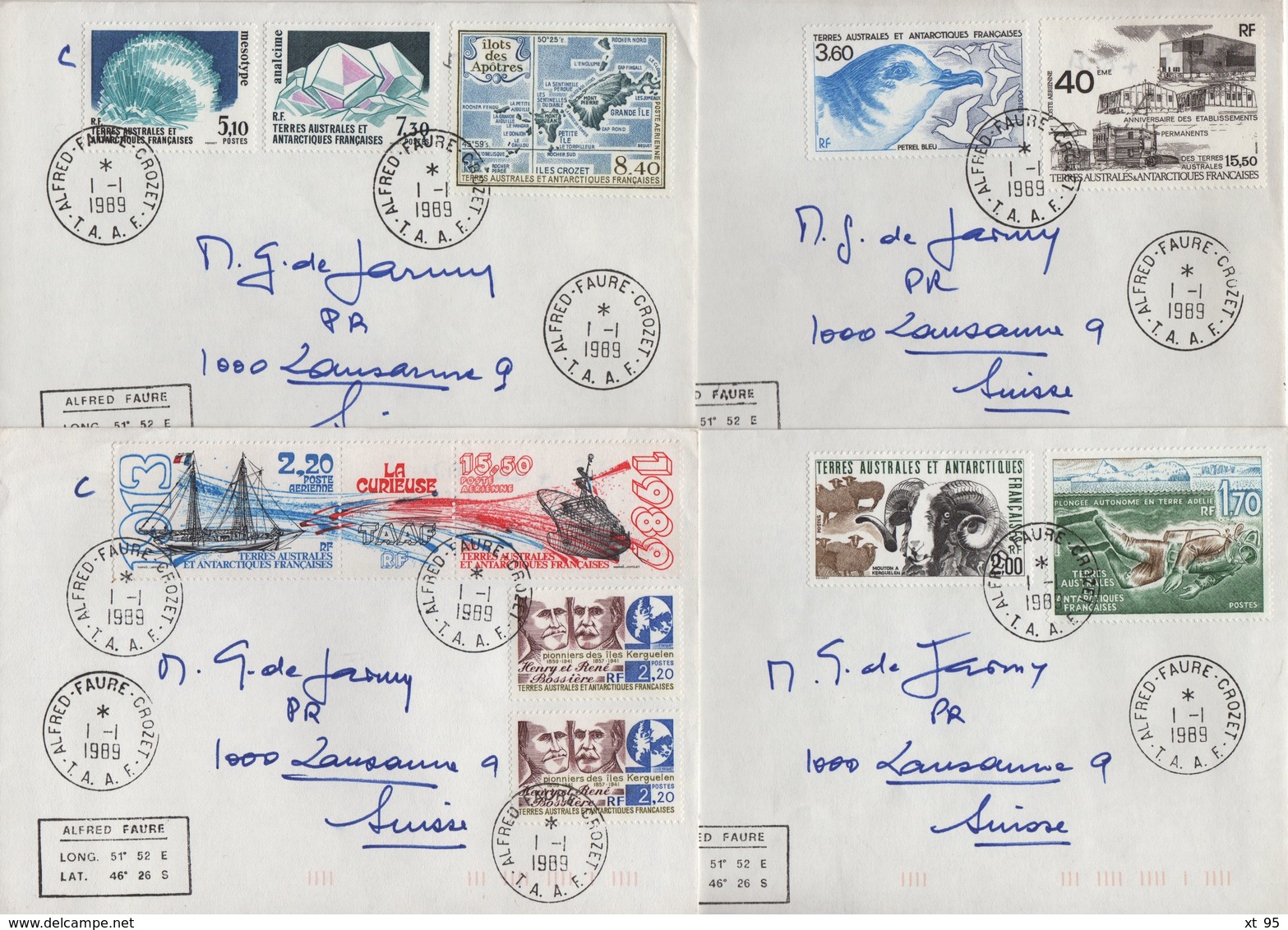 Alfred Faure Crozet - TAAF - Lot De 4 Lettres Destination Suisse - Lettres & Documents