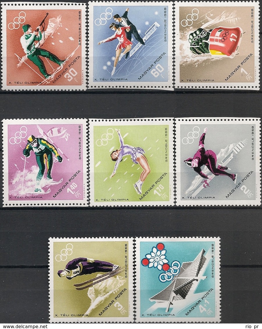 HUNGARY - COMPLETE SET GRENOBLE'68 WINTER OLYMPIC GAMES, 2nd ISSUE 1968 - MNH - Winter 1968: Grenoble