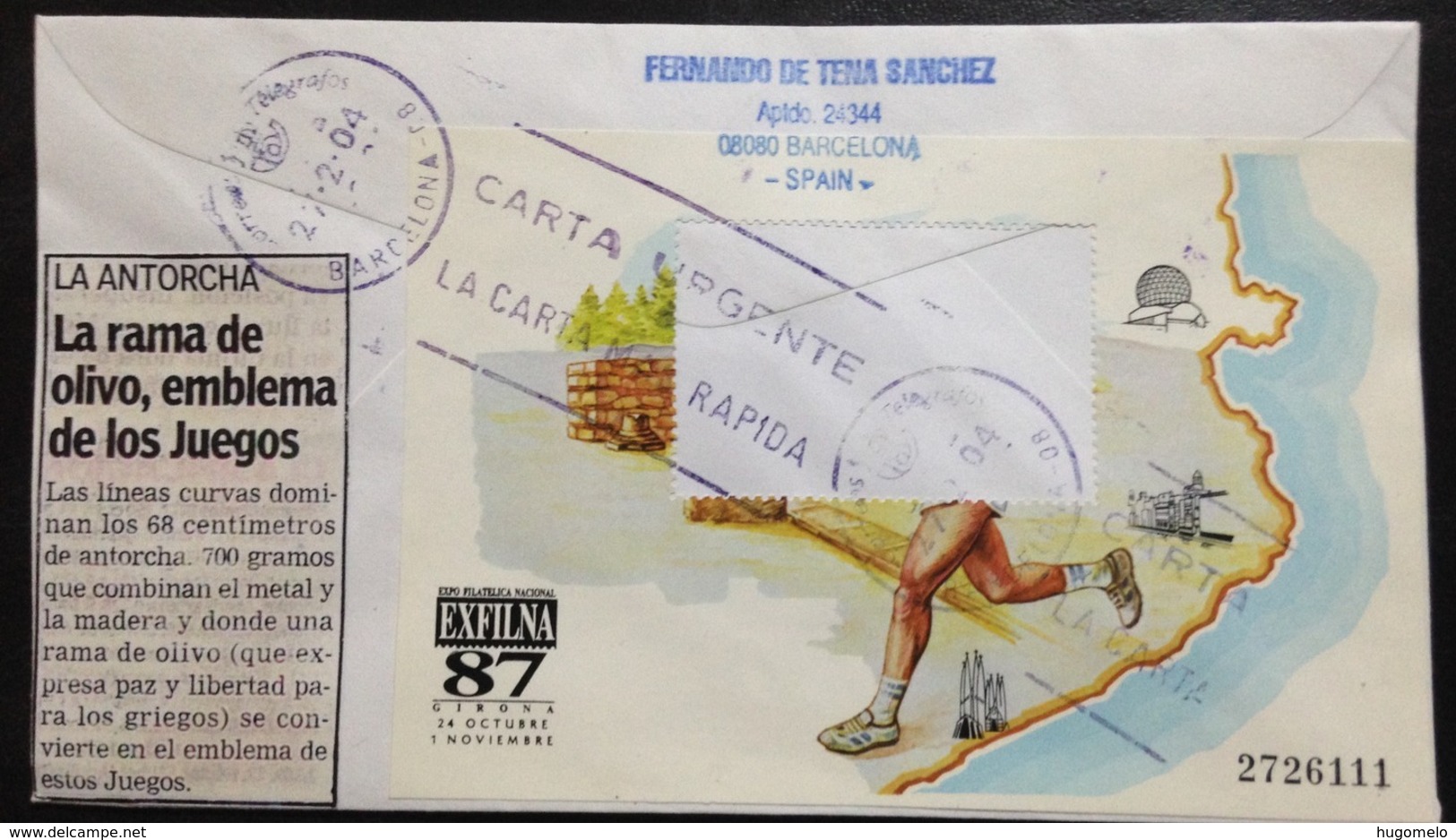 Spain, Registered Circulated Cover, "Olympic Athens 2004", "COCA COLA", "Torch Relay", 2004 - Sammlungen