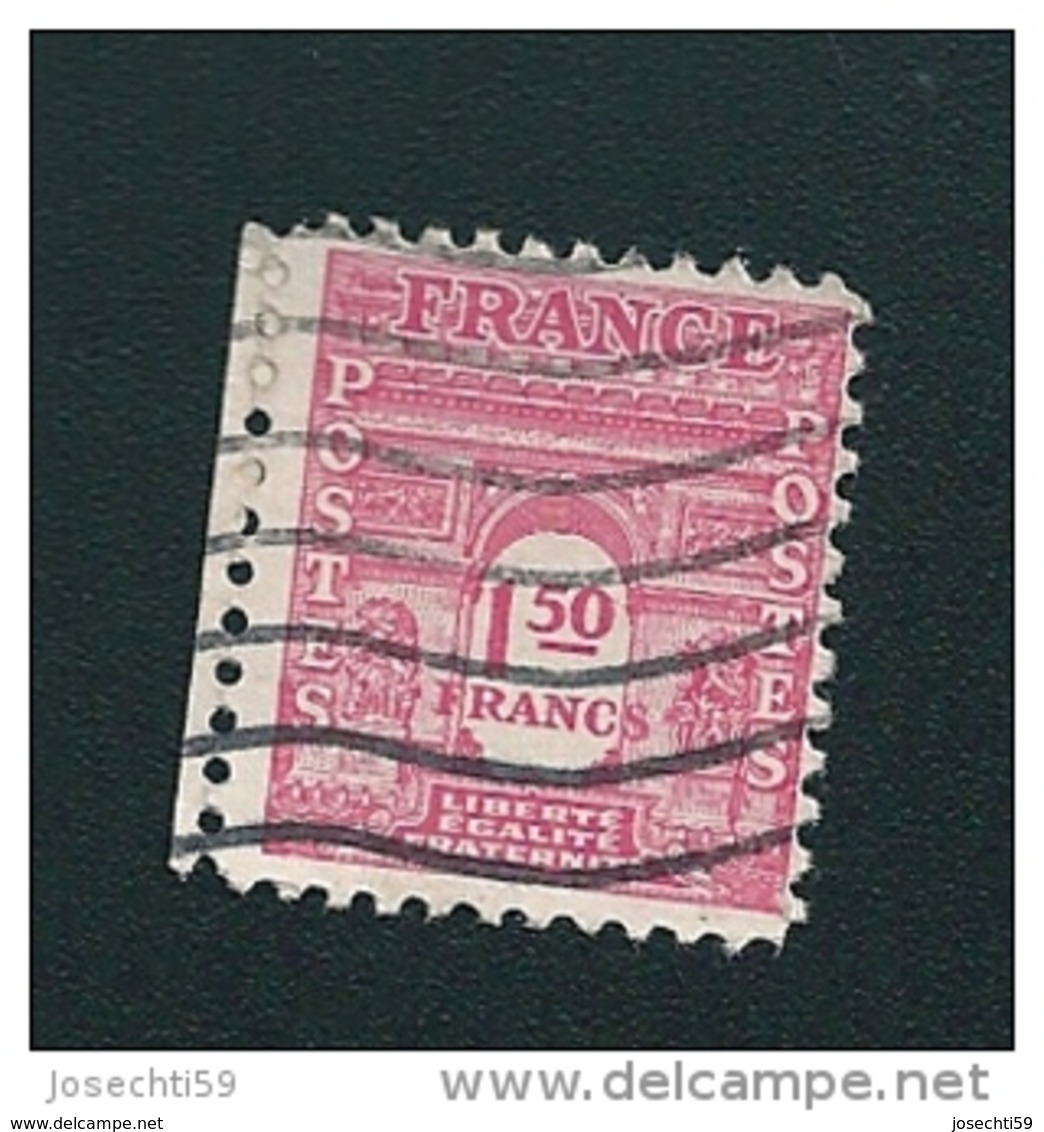 N° 625 Gouvernement Provisoire 2ème Série Arc De Triomphe De Paris 1.50f  (décalé) Timbre France Oblitéré 1944 - Gebraucht