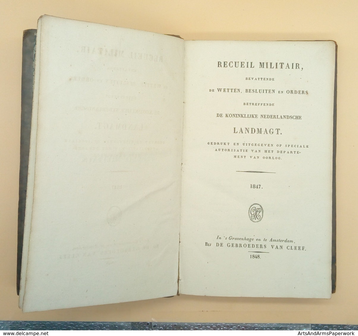 Militaria, Nederland, Landmacht, Departement Van Oorlog, 1847 - Hollandais