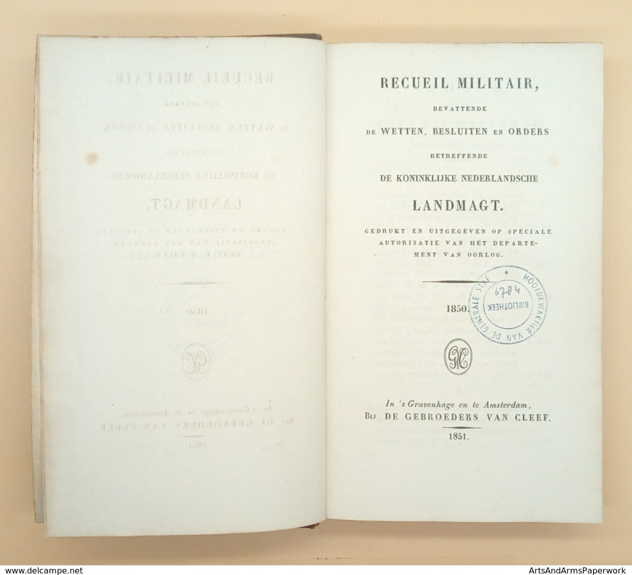 Militaria, Nederland, Landmacht, Departement Van Oorlog, 1850 - Niederländisch