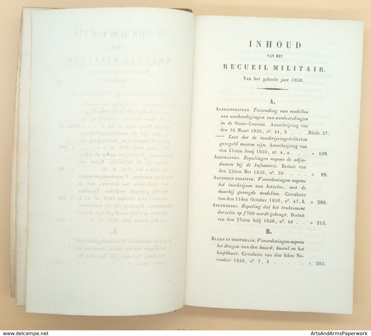 Militaria, Nederland, Landmacht, Departement Van Oorlog, 1850 - Niederländisch