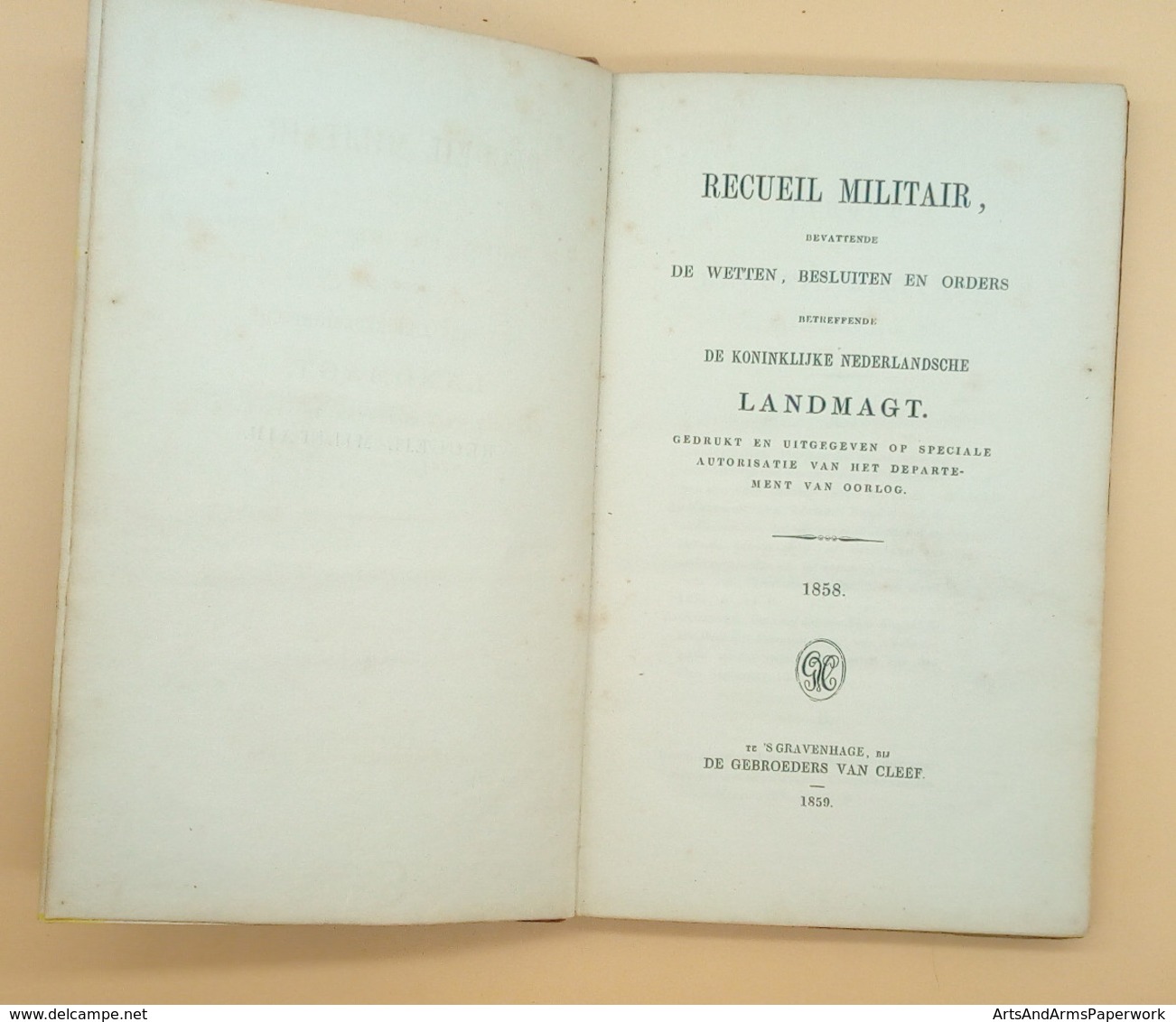 Militaria, Nederland, Landmacht, Departement Van Oorlog, 1858 - Hollandais