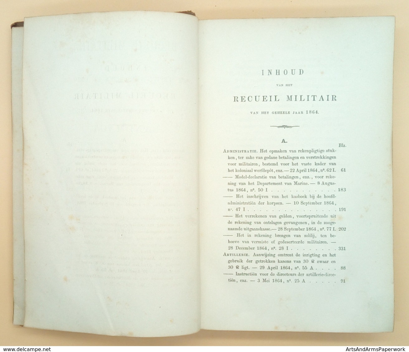 Militaria, Nederland, Landmacht, Departement Van Oorlog, 1864 - Niederländisch