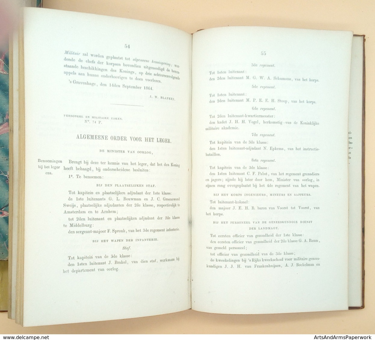 Militaria, Nederland, Landmacht, Departement van Oorlog, 1864