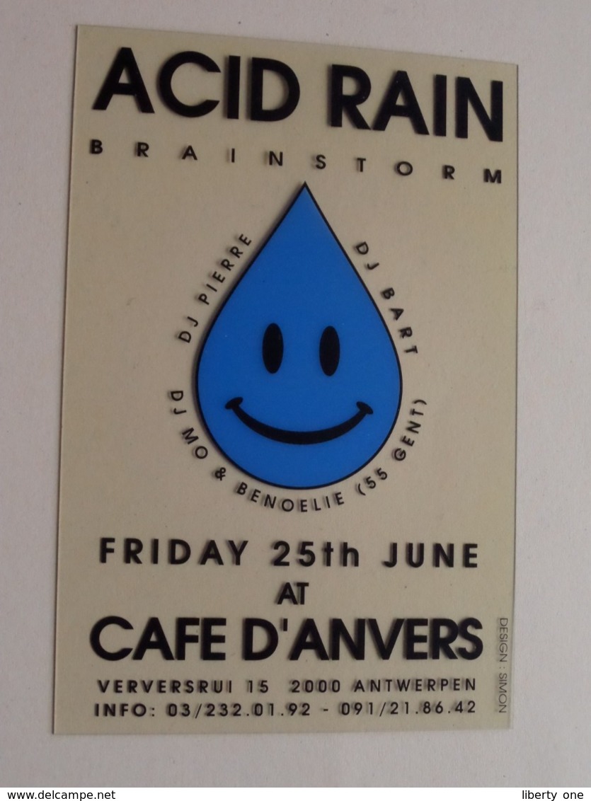 ACID RAIN Brainstorm CAFE D'ANVERS Friday 25th June ( Format PK / CP ) Anno ?? ( Details - Zie Foto ) Design : SIMON ! - Altri & Non Classificati