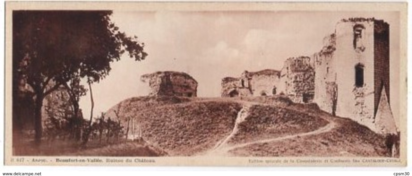 CP 49 Anjou, Beaufort En Vallée, Ruines Du Château N° B647 édition Chocolat Cantaloup-Catala, Format 9.5 X 23 Cm - Autres & Non Classés