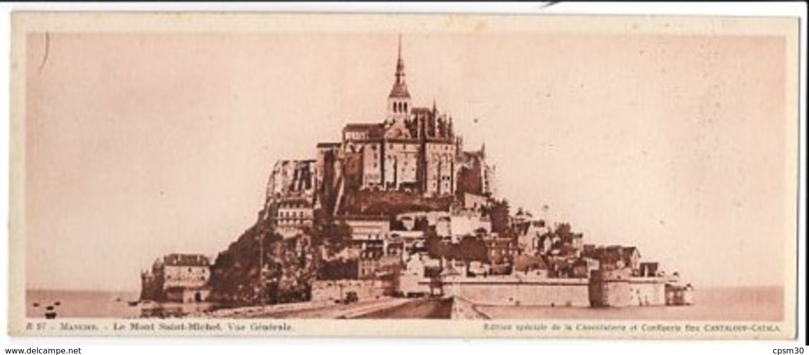 CP 50 Manche, Le Mont St Michel, Vue Générale N° B97 édition Chocolat Cantaloup-Catala, Format 9.5 X 23 Cm - Le Mont Saint Michel