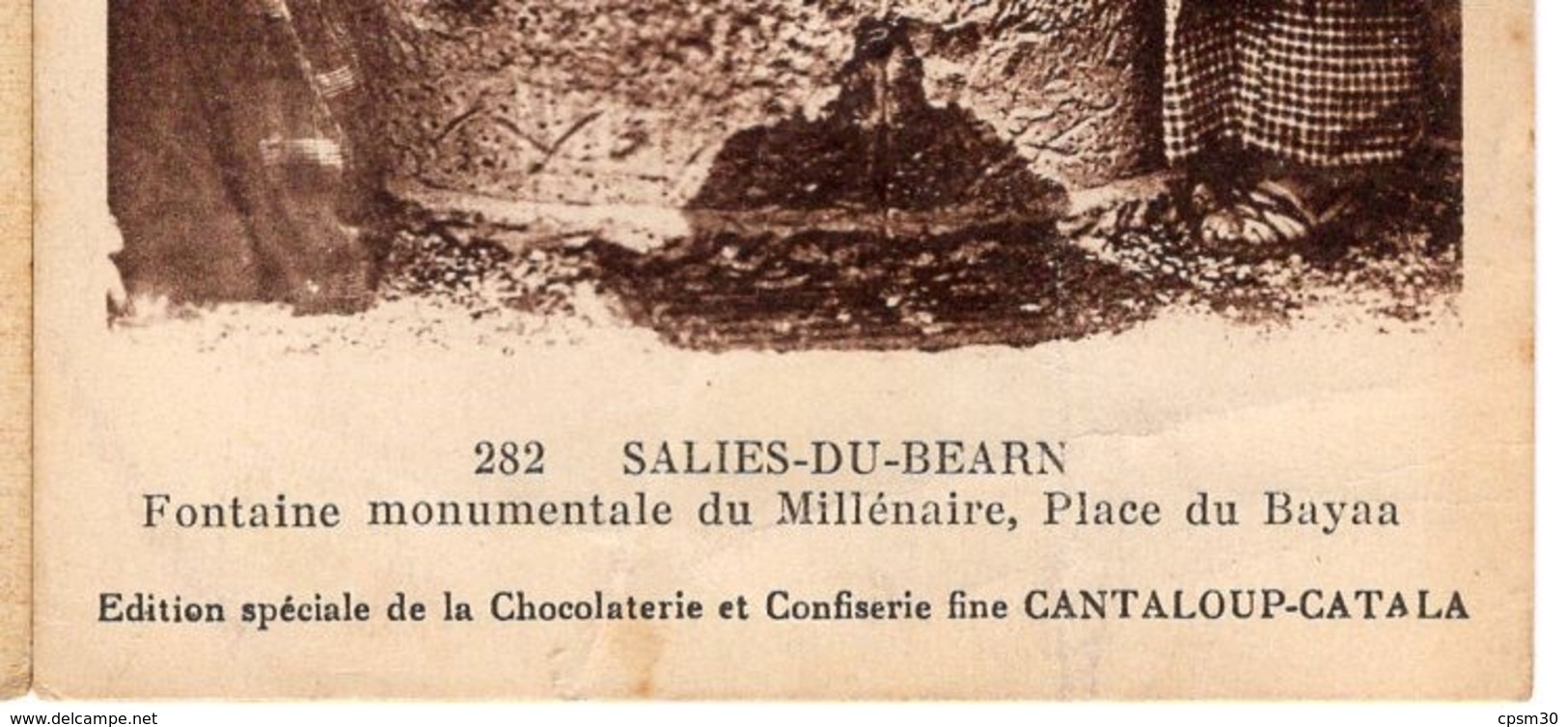 CP 64 Salies Du Béarn, Fontaine Monumentale N° B282 édition Chocolat Cantaloup-Catala, Format 9.5 X 23 Cm - Salies De Bearn