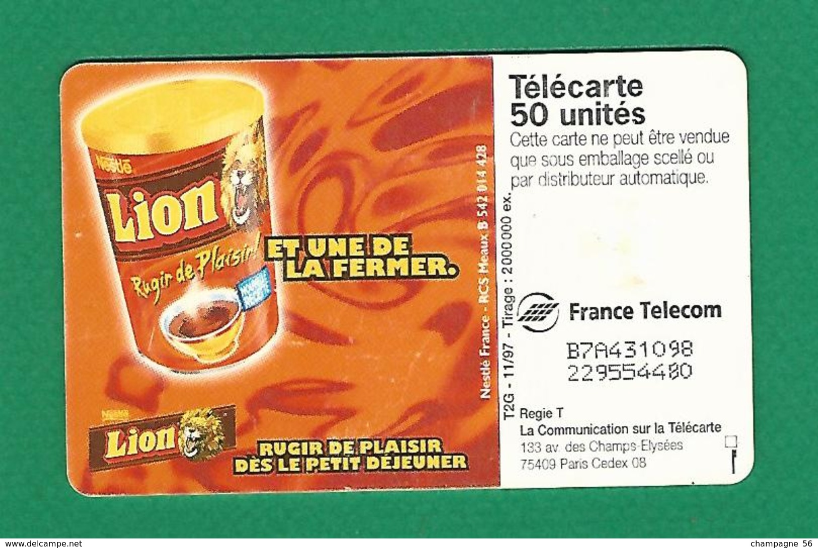 VARIÉTÉS 11 / 1997  LION PETIT DÉJEUNER   PUCE GEM 2    50 UNITÉS - Variétés