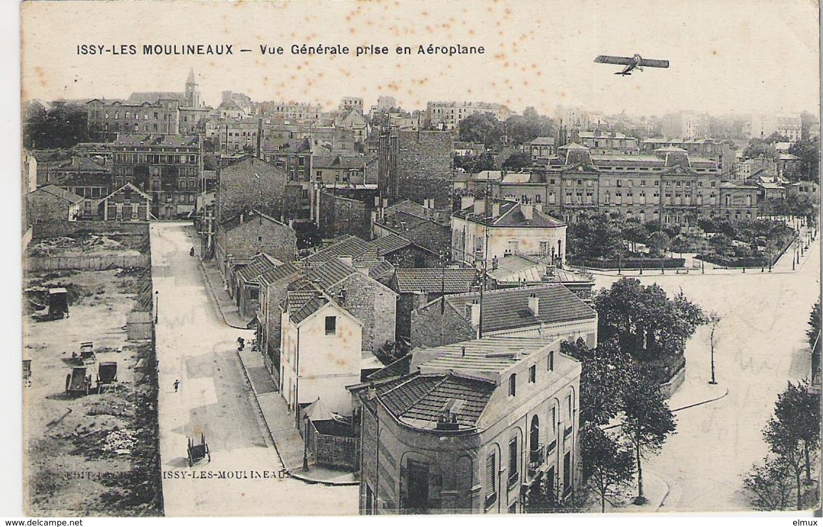 ISSY LES MOULINEAUX. CP Voyagée Vue Générale Prise En Aéroplane (petit Plan D'aéroplane) - Issy Les Moulineaux