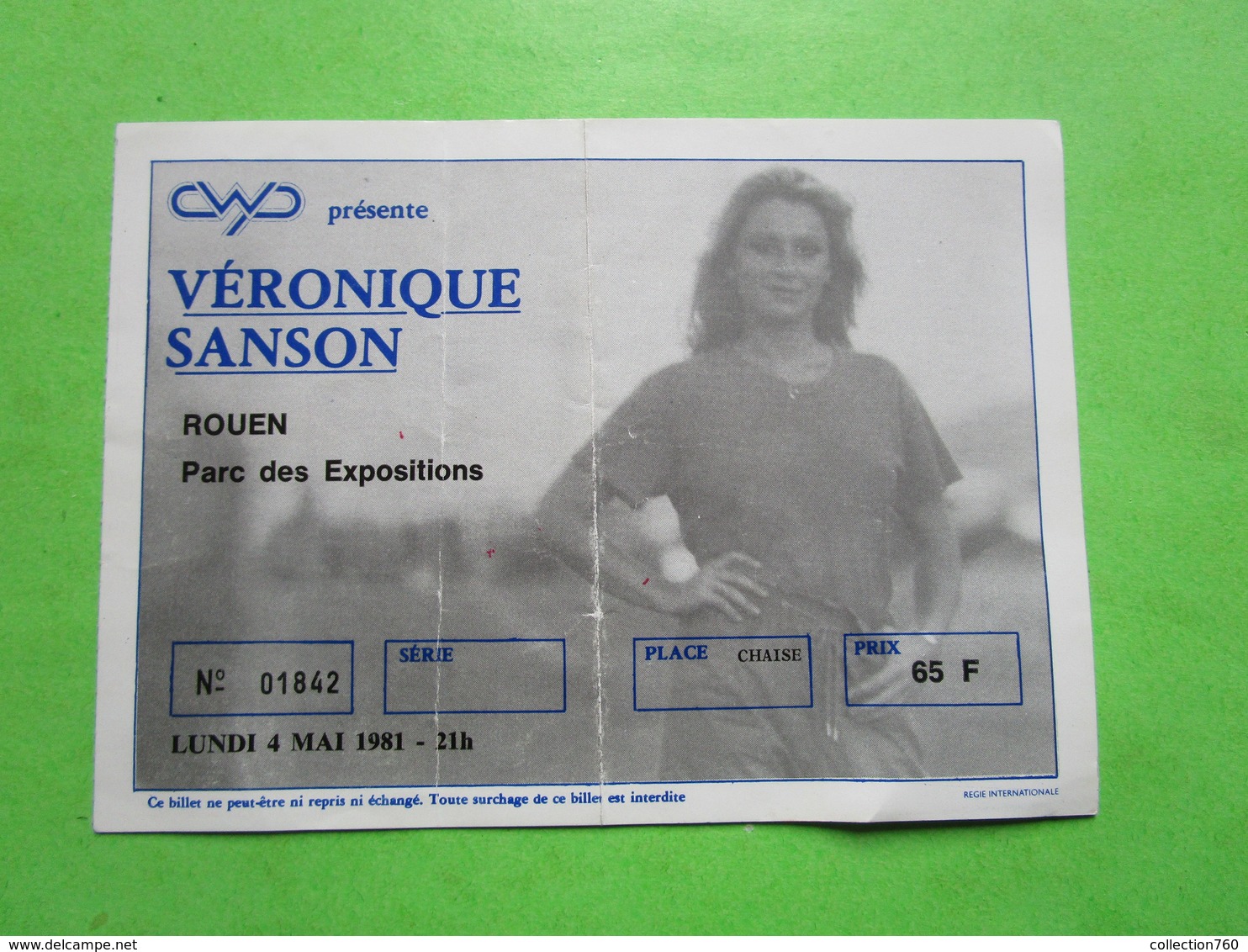 Billet Concert VERONIQUE SANSON - Lundi 4 Mai 1981 - ROUEN - Tickets - Vouchers