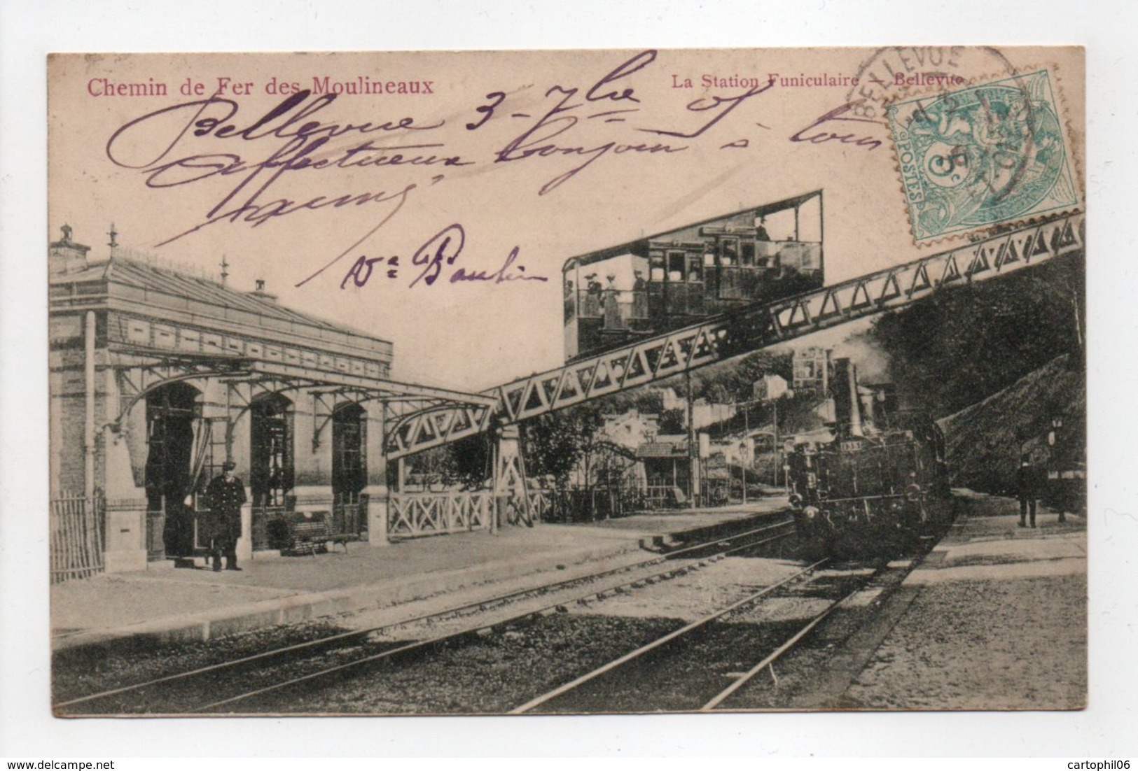 - CPA Chemin De Fer Des Moulineaux (92) - La Station Funiculaire 1905 - Bellevue - Edition Trianon 1913 - - Issy Les Moulineaux